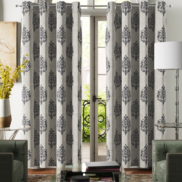 Atticus Ikat Room Darkening Thermal Grommet Single Curtain 